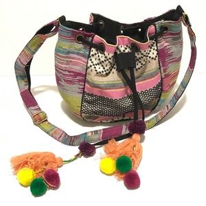 Boho multi color bucket bag